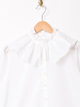 プリーツカラー リボンタイ 長袖ブラウス