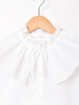 プリーツカラー リボンタイ 長袖ブラウス