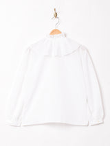 プリーツカラー リボンタイ 長袖ブラウス