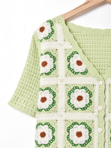 Elcamino グラニースクエア 半袖カーディガン