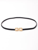 【2色展開】スクエア ゴールドパール ゴムベルト ワインレッド