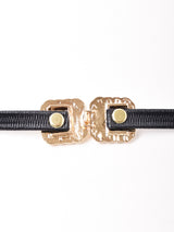 【2色展開】スクエア ゴールドパール ゴムベルト ブラック