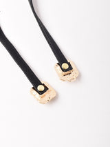 【2色展開】スクエア ゴールドパール ゴムベルト ブラック