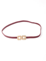 【2色展開】スクエア ゴールドパール ゴムベルト ブラック