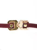 【2色展開】スクエア ゴールドパール ゴムベルト ワインレッド