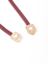 【2色展開】スクエア ゴールドパール ゴムベルト ワインレッド