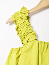 【3色展開】Meridian シャーリングストラップ スリーブレストップス