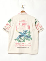 Backers パッケージ柄 半袖 オープンカラーシャツ