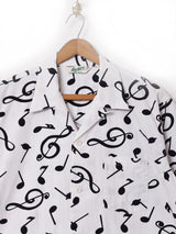 【2色展開】Backers 音符柄 半袖 オープンカラーシャツ