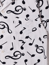 【2色展開】Backers 音符柄 半袖 オープンカラーシャツ