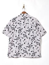 【2色展開】Backers 音符柄 半袖 オープンカラーシャツ