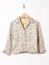 織り柄 長袖ブラウス