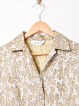 織り柄 長袖ブラウス