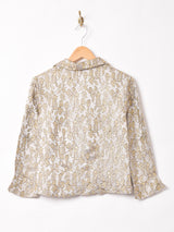 織り柄 長袖ブラウス