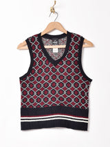 アメリカ製 総柄 ニットベスト