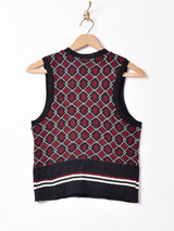 アメリカ製 総柄 ニットベスト