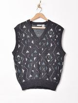 総柄 ニットベスト