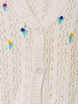 刺繍入り 半袖クロシェカーディガン