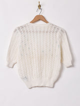 刺繍入り 半袖クロシェカーディガン