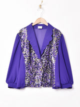 ラメデザイン 長袖 シースルーブラウス