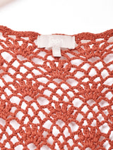 後染め 半袖 クロシェニットカーディガン