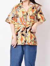 Emerald Motelブラジリアンパターン オープンカラー 半袖シャツ