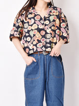 Emerald Motel 総柄 半袖クロップドシャツ