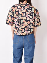 Emerald Motel 総柄 半袖クロップドシャツ