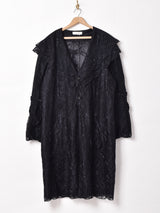 ビーズ装飾 ビッグカラー レースワンピース