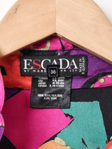 西ドイツ製 総柄 スタンドカラー 長袖 シルクブラウス