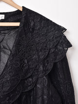 ビーズ装飾 ビッグカラー レースワンピース