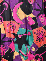 西ドイツ製 総柄 スタンドカラー 長袖 シルクブラウス