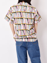 Emerald Motelブック 総柄 オープンカラー 半袖シャツ