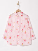 花柄 長袖 シアーシャツ