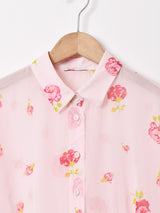 花柄 長袖 シアーシャツ