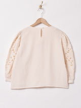 カットワークデザイン 長袖ブラウス