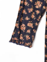 花柄 フリルカラー 長袖ワンピース