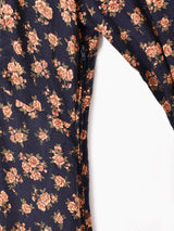 花柄 フリルカラー 長袖ワンピース