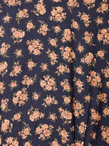 花柄 フリルカラー 長袖ワンピース