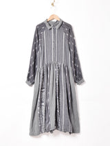 長袖 織柄  ワンピース