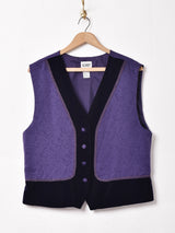織り柄 ベロア切り替えベスト