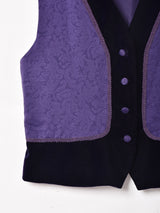 織り柄 ベロア切り替えベスト