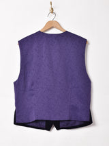 織り柄 ベロア切り替えベスト