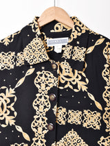 アメリカ製 総柄 ビッグボタン 長袖ワンピース