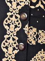 アメリカ製 総柄 ビッグボタン 長袖ワンピース