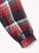 チェック柄 ベルト付き ボウタイ 長袖ワンピース