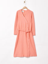 ボタンデザイン 長袖ワンピース