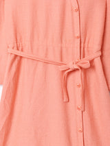 ボタンデザイン 長袖ワンピース