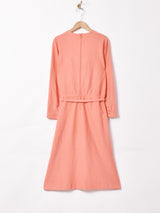 ボタンデザイン 長袖ワンピース