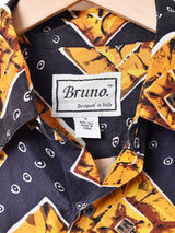 総柄長袖シルクシャツ